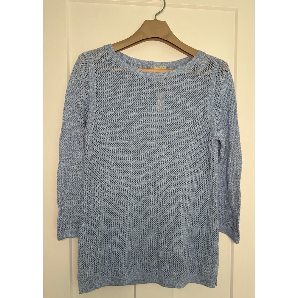 Talbots Light Blue Knit Sweater 3/4 Sleeve‎ Size MEDIUM